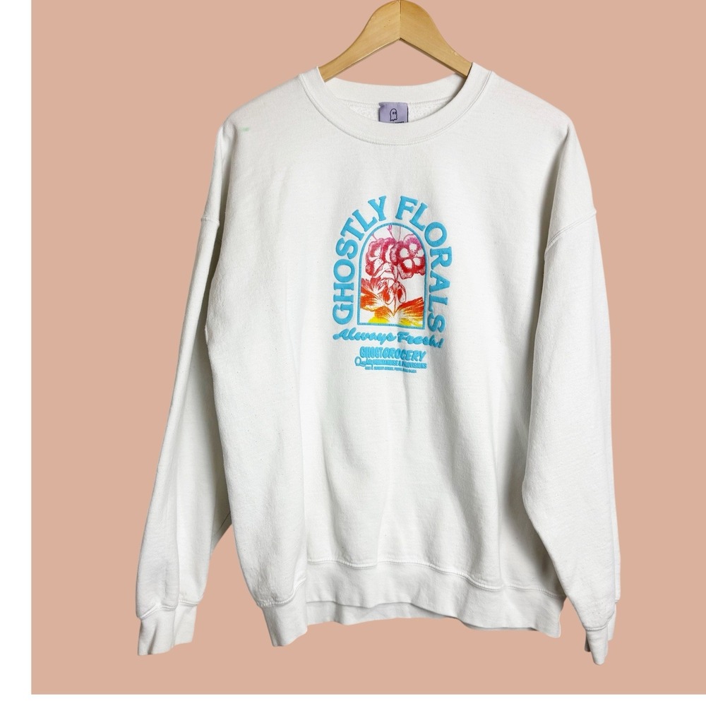 Lonely ghost limited Ed ghostly florals unisex white sweatshirt Always Fresh OS